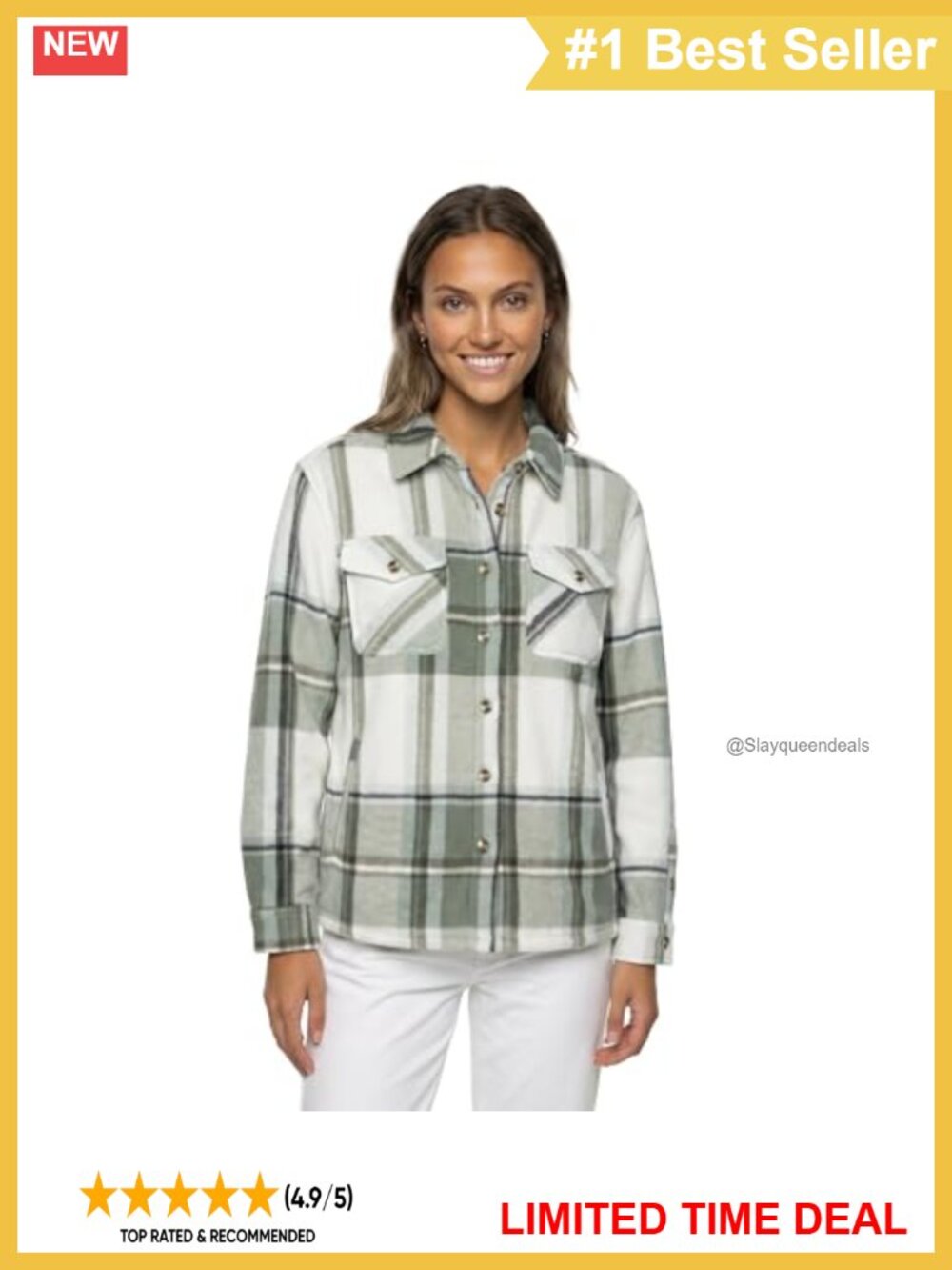 Plaid Sherpa-Lined Shirt Jacket Plush Fleece Shacket with Pockets